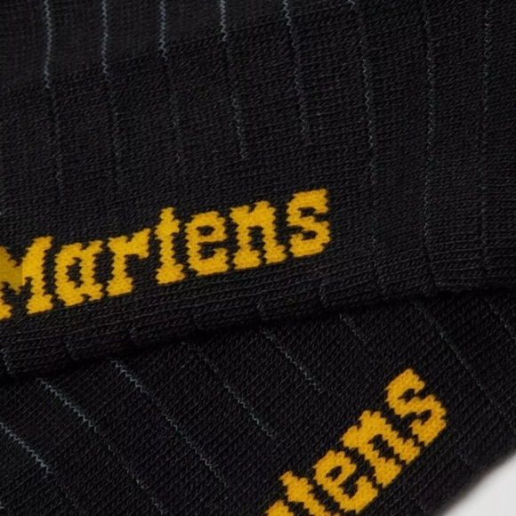 NWT Unisex Dr. Martens The Lightweight Doc Black Socks with Yellow Accents - Picture 4 of 7